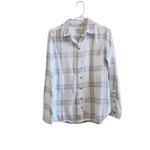 Jachs Girlfriend White and Gray Casual Button Down Shirt Oversized Size Small